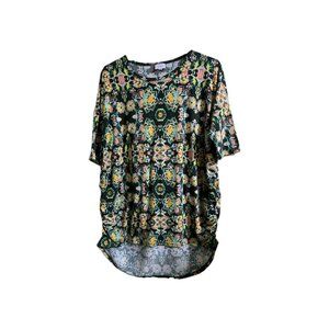 LuLaRoe  Bright Neon Floral Go-Go Geometric Tunic Shirt Sz M Unicorn Hi Low